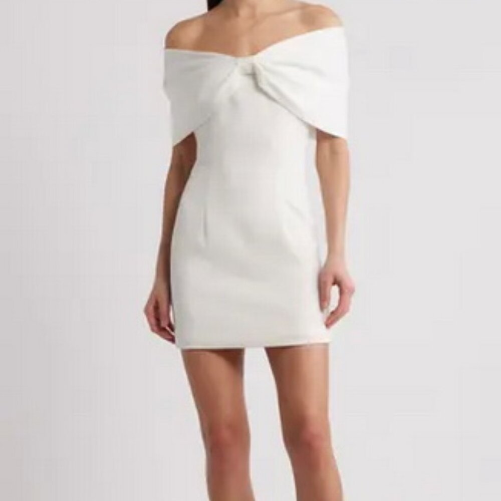 Sonya Moda White Belluno Off the Shoulder Minidress